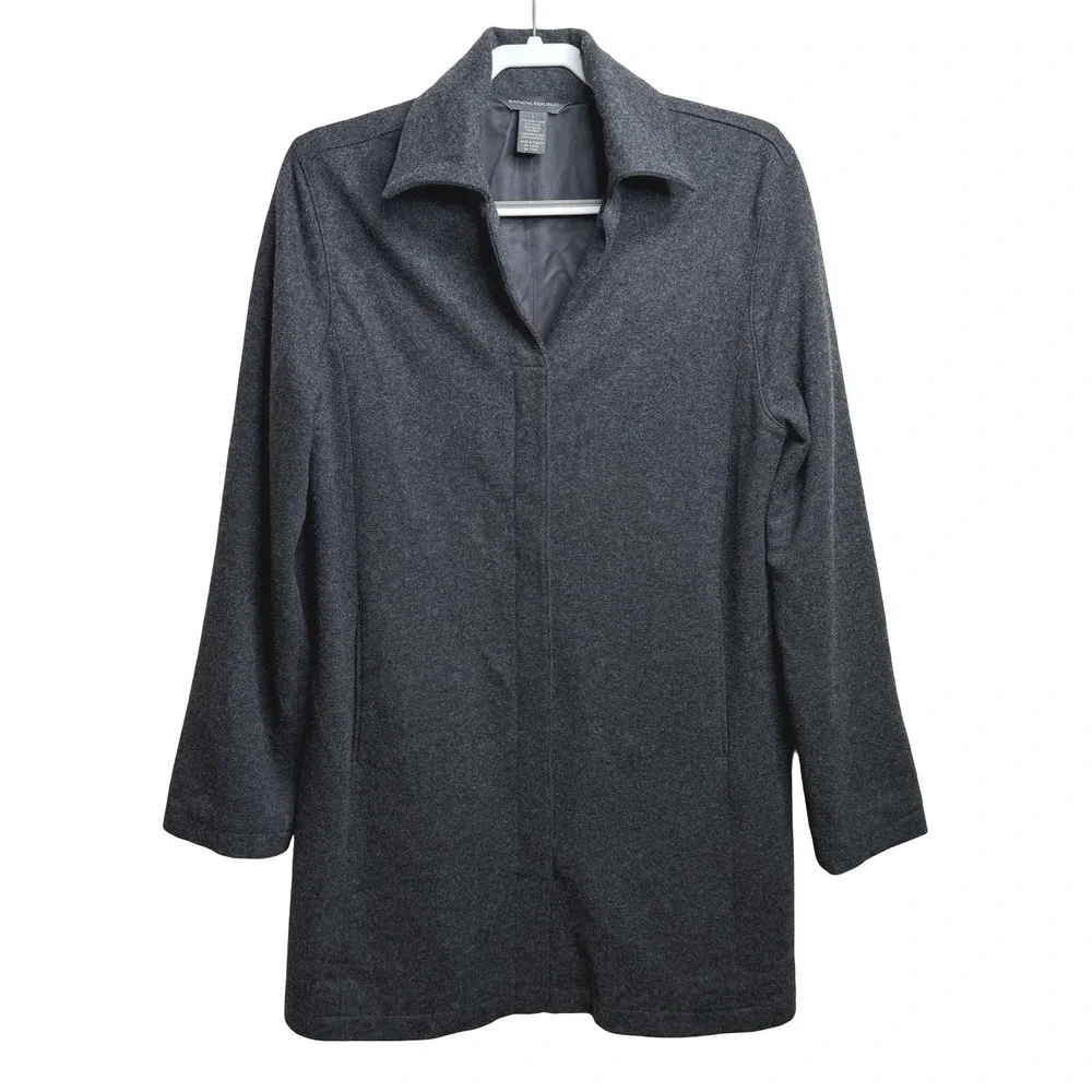 Banana Republic Wool Blend Car Coat Jacket Charcoal Gray Size Women's Sz‎ L